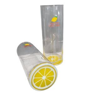 2 Lemonade Glasses Highball Glass Lemon Squeeze the Day Live Life with Zest